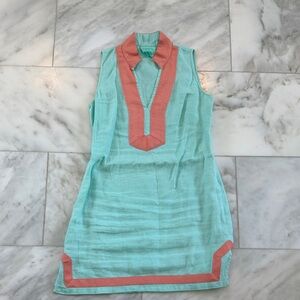 Sail to Sable Aqua and Coral Textured Dress